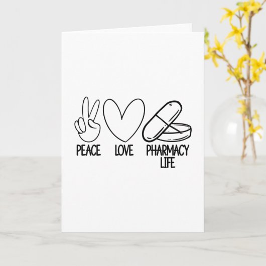 Peace Love Pharmacy Life Tech Pharmacist Medicine カード (黄色い花)
