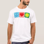 Peace Love Pickleball Mens Womens Minimalist White Tシャツ (正面)