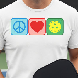 Peace Love Pickleball Mens Womens Minimalist White Tシャツ