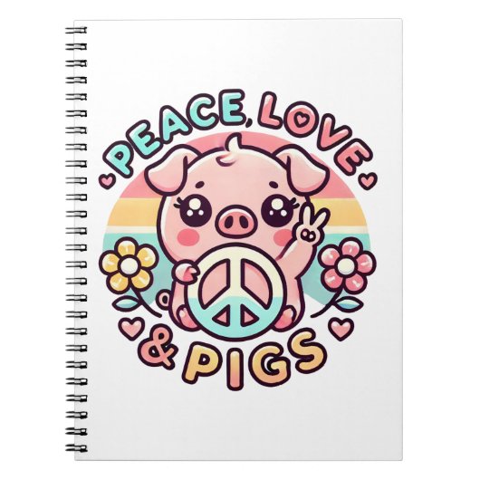 Peace Love & Pigsノートブック ノートブック (正面)