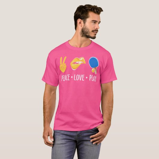 Peace Love Ping Pong Funny Table Tennis Tシャツ (正面フル)