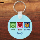 Peace Love Pottery Blue Monogram キーホルダー (正面)