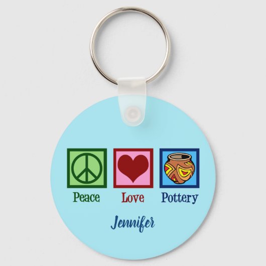 Peace Love Pottery Blue Monogram キーホルダー (裏面)