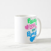 Peace Love Powerpopエピックおもしろいミュージックスローガン コーヒーマグカップ (正面右)