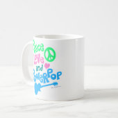 Peace Love Powerpopエピックおもしろいミュージックスローガン コーヒーマグカップ (正面左)