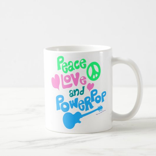 Peace Love Powerpopエピックおもしろいミュージックスローガン コーヒーマグカップ (右)