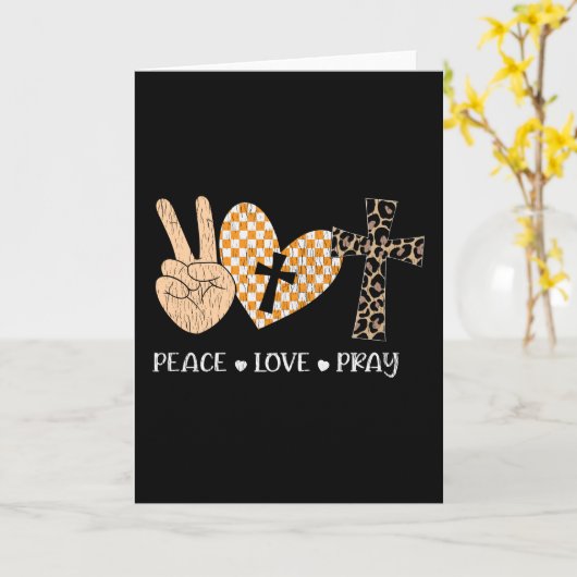 Peace Love Pray Thanksgiving Christmas Christian カード (黄色い花)