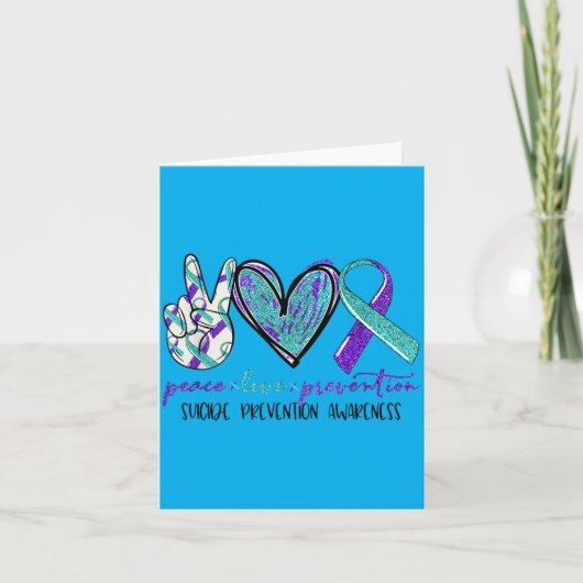 Peace Love Prevention Prevention Awareness Ribbon カード (正面)