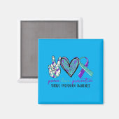 Peace Love Prevention Prevention Awareness Ribbon マグネット (正面/裏面)