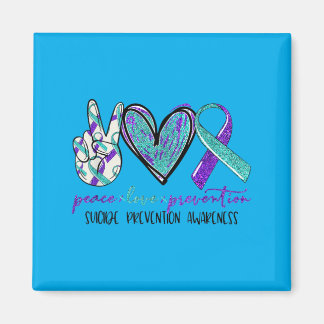 Peace Love Prevention Prevention Awareness Ribbon マグネット