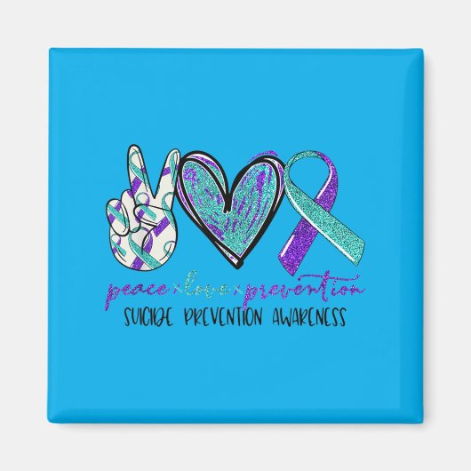 Peace Love Prevention Prevention Awareness Ribbon マグネット (正面)