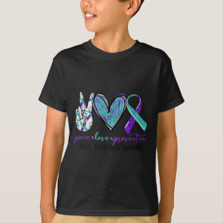 Peace Love Prevention Prevention Awareness Ribbon Tシャツ