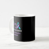 Peace Love Prevention Suicide Awareness Teal Purpl コーヒーマグカップ (正面左)