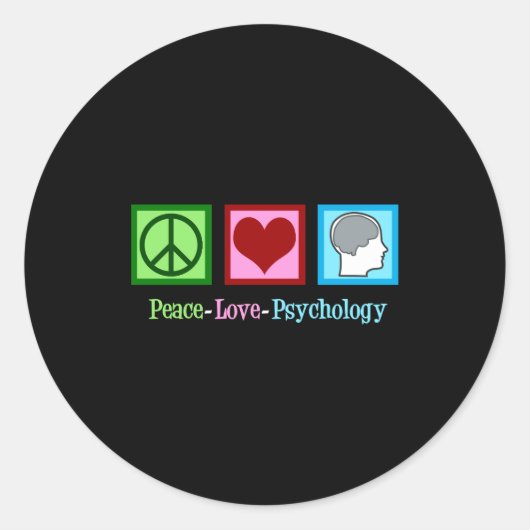 Peace Love Psychology Cute Psychologist  ラウンドシール (正面)