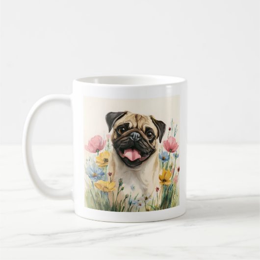 Peace Love Pug Mug コーヒーマグカップ (左)