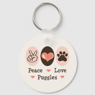 Peace Love Puggles Keychain キーホルダー