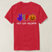 Peace, Love, Pumpkin Fall Leopard Print Funny Hall Tシャツ (デザイン正面)