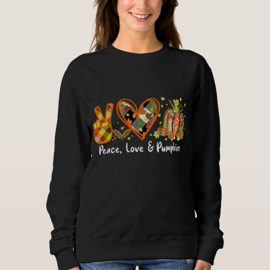 Peace Love Pumpkins for Thanksgiving Leopard & Buf スウェットシャツ (正面)