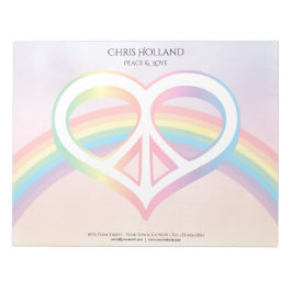 Peace & Love Rainbow 11インチx 8.5インチメモ帳 ノートパッド