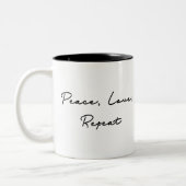 Peace, Love, Repeat Quote ツートーンマグカップ (左)