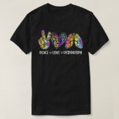 Peace Love Respiratory Therapist Leopard RT Regist Tシャツ (デザイン正面)