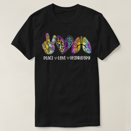 Peace Love Respiratory Therapist Leopard RT Regist Tシャツ (デザイン正面)