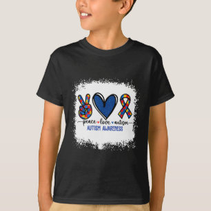 Peace Love Ribbon自閉症意識Accept Love Und Tシャツ