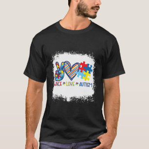 Peace Love Ribbon自閉症意識Accept Love Und Tシャツ