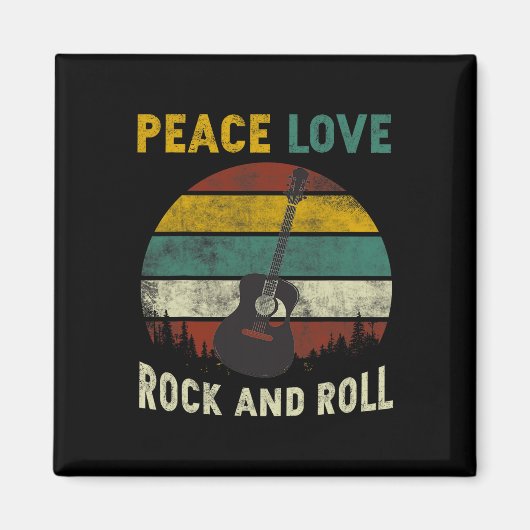 Peace Love Rock &;ギタープレ転がーヤーギタリスト マグネット (正面)