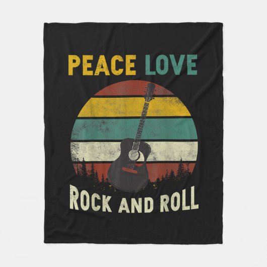 Peace Love & Rock & Guitar転が Player Guitarist V フリースブランケット (正面)