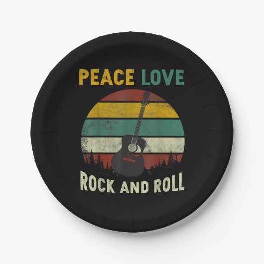 Peace Love & Rock & Guitar転が Player Guitarist V ペーパープレート (正面)