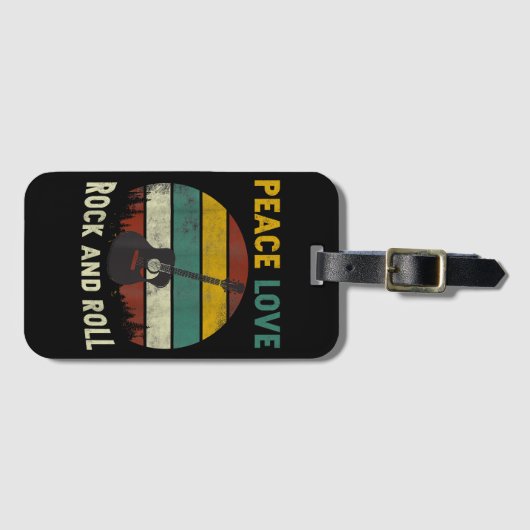 Peace Love & Rock & Guitar転が Player Guitarist V ラゲッジタグ (正面横)