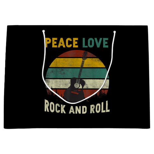 Peace Love & Rock & Guitar転が Player Guitarist V ラージペーパーバッグ (正面)