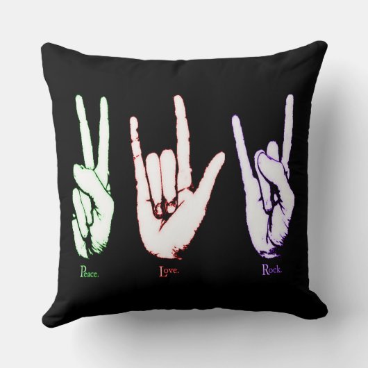Peace Love Rock Hand Symbols クッション (裏面)