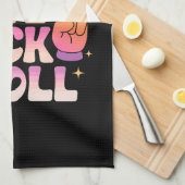 Peace Love Rock n Roll – 音楽 – インスパイアタイポグラフィ キッチンタオル (四つ折り)