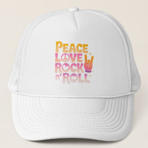 Peace Love Rock n Roll – 音楽 – インスパイアタイポグラフィ キャップ