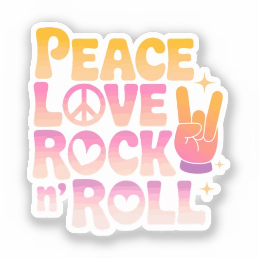 Peace Love Rock n Roll – 音楽 – インスパイアタイポグラフィ シール (正面)