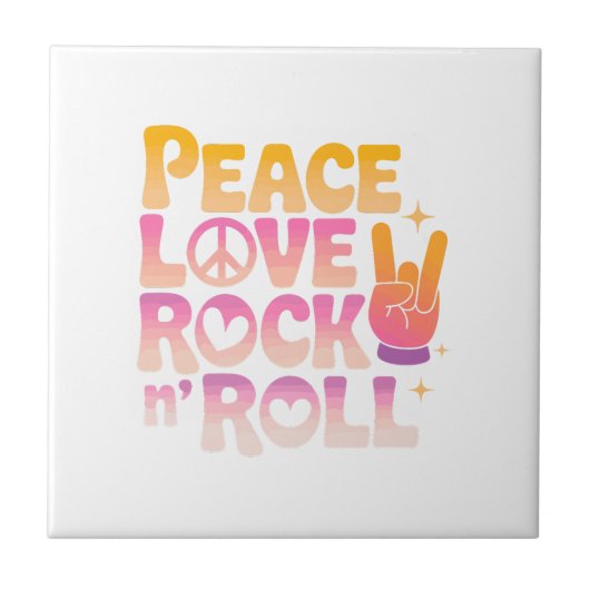 Peace Love Rock n Roll – 音楽 – インスパイアタイポグラフィ タイル (正面)