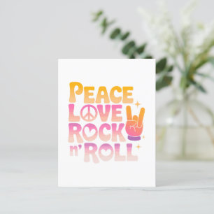 Peace Love Rock n Roll – 音楽 – インスパイアタイポグラフィ ポストカード