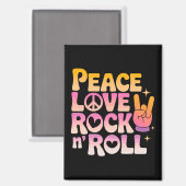 Peace Love Rock n Roll – 音楽 – インスパイアタイポグラフィ マグネット (正面/裏面)