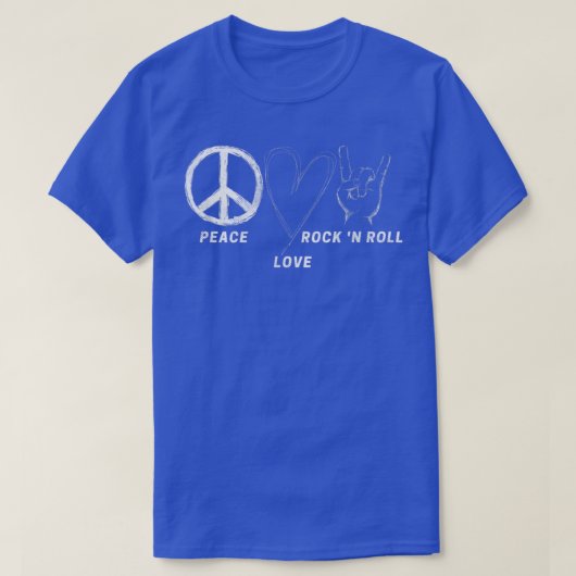 Peace Love Rock N Roll Hippie Music Lover Concert Tシャツ (デザイン正面)
