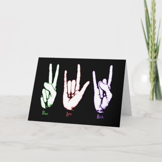 Peace Love Rock Sign Language Greeting Card カード (正面)