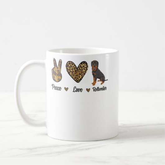 Peace Love Rottweiler Lover Pet Dog Puppy Owner Le コーヒーマグカップ (左)