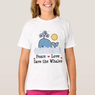 Peace Love Save The Whales Kids Ringer Tee Tシャツ