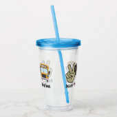 Peace, Love, School Bus アクリルタンブラー (左)