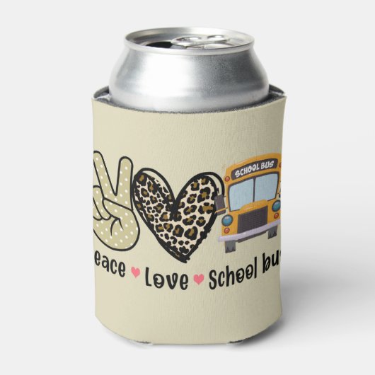 Peace, Love, School Bus 缶クーラー (缶正面)
