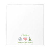 Peace Love Scienceメモ帳と名前をカスタムする ノートパッド (正面)