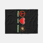 Peace Love Science  フリースブランケット (正面(横))