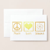 Peace Love Science Beautiful Scientist Gold 箔カード (封筒付き正面)