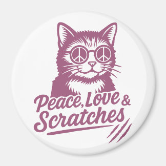 Peace, Love & Scratches Funny Cat マグネット